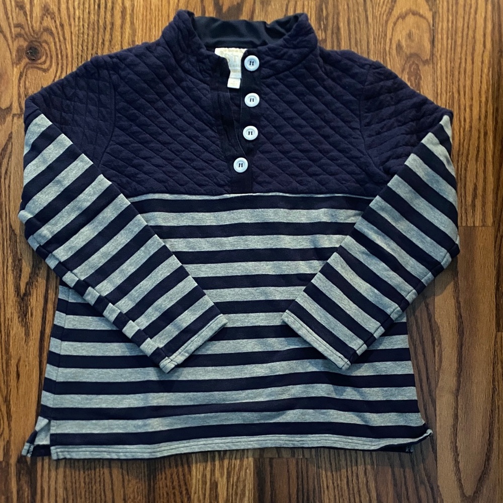 Sail to Sable Navy and Gray Striped Sweatshirt